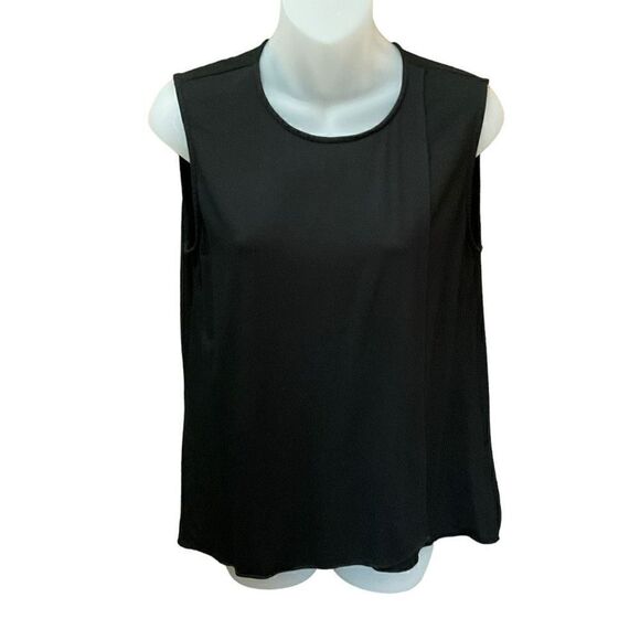 NYC Bela Blouse Round Neck Flap Front Black Keyhole Back Closure Junior 3 - Picture 1 of 9